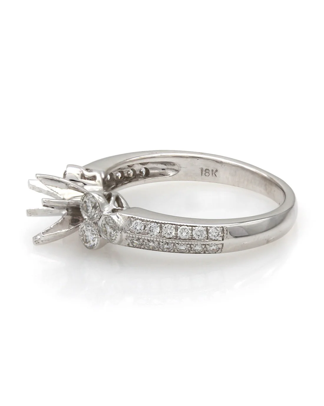 Two Row, Bezel Set, Diamond Mounting with Milgrain in 18k White Gold - Image 3