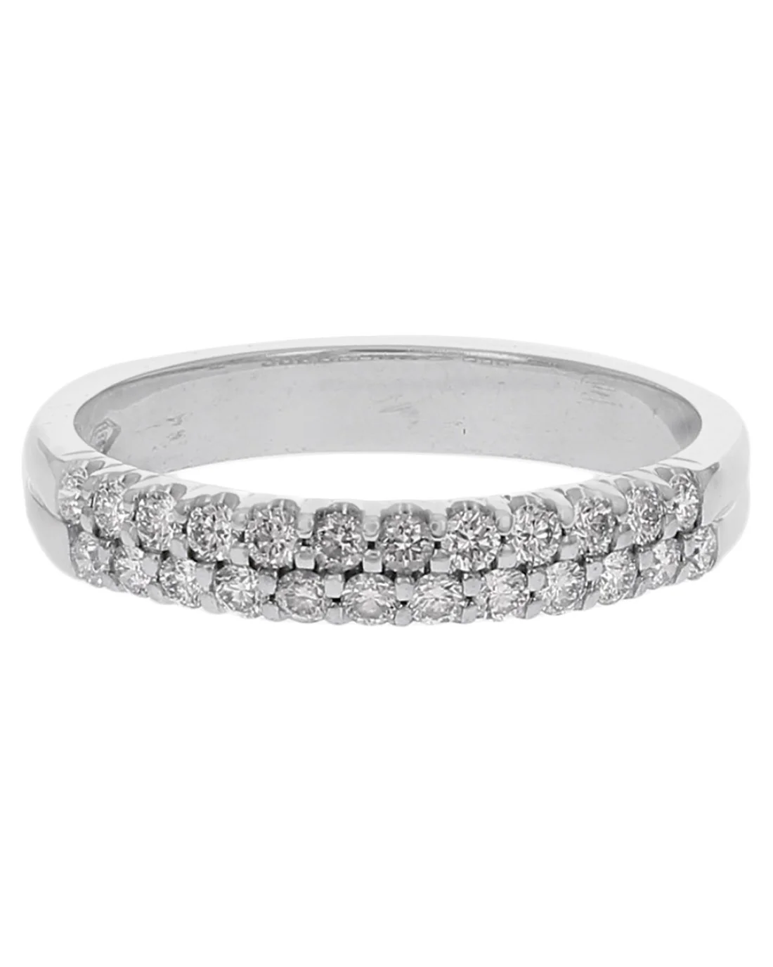 Two Row Diamond Band in White Gold - Image 2