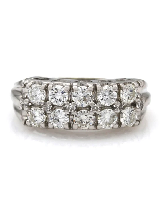 Two Row Prong Set Diamond Ring in 14kw - Image 2