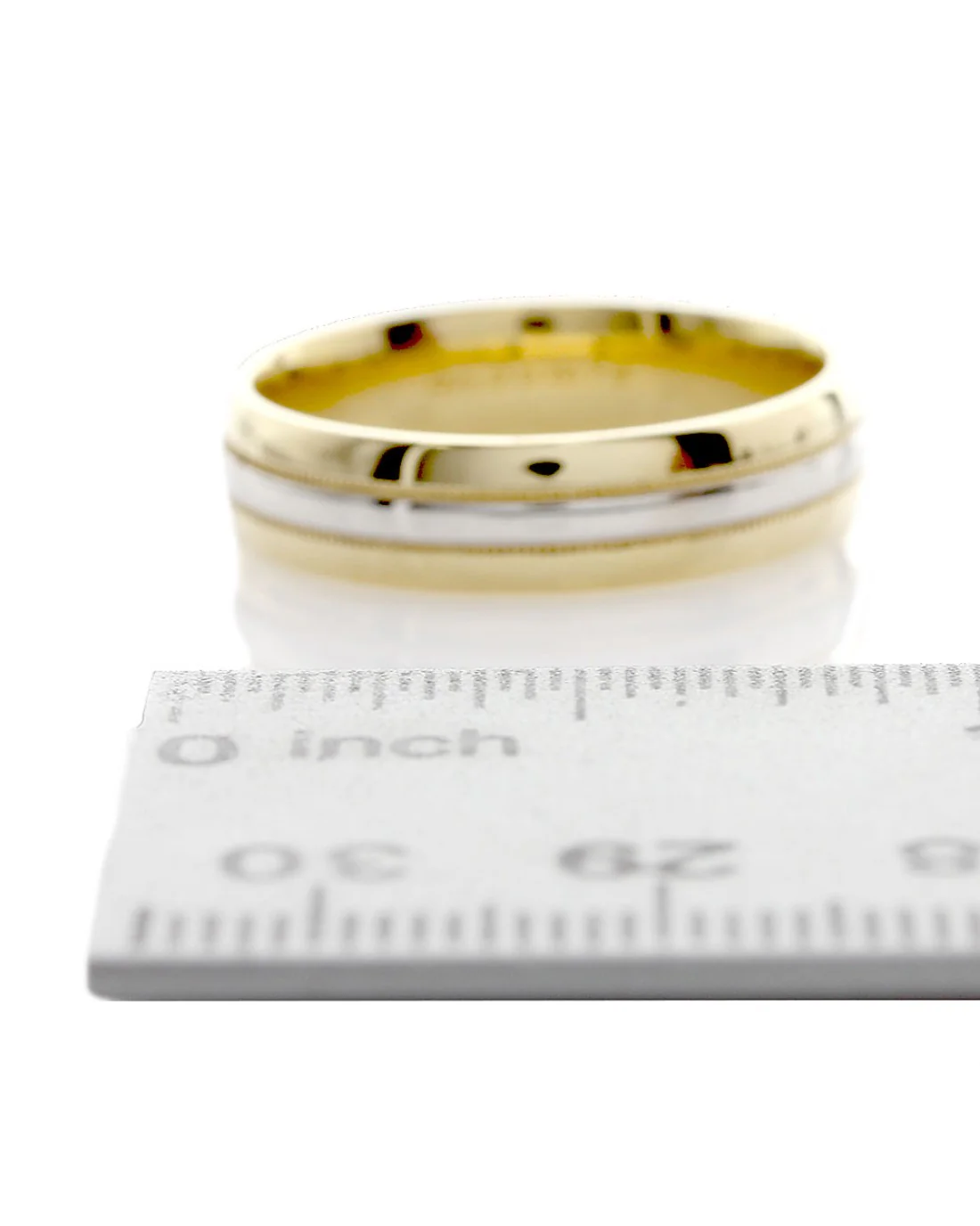 Two Tone Milgrain Band in Gold and Platinum - Image 3