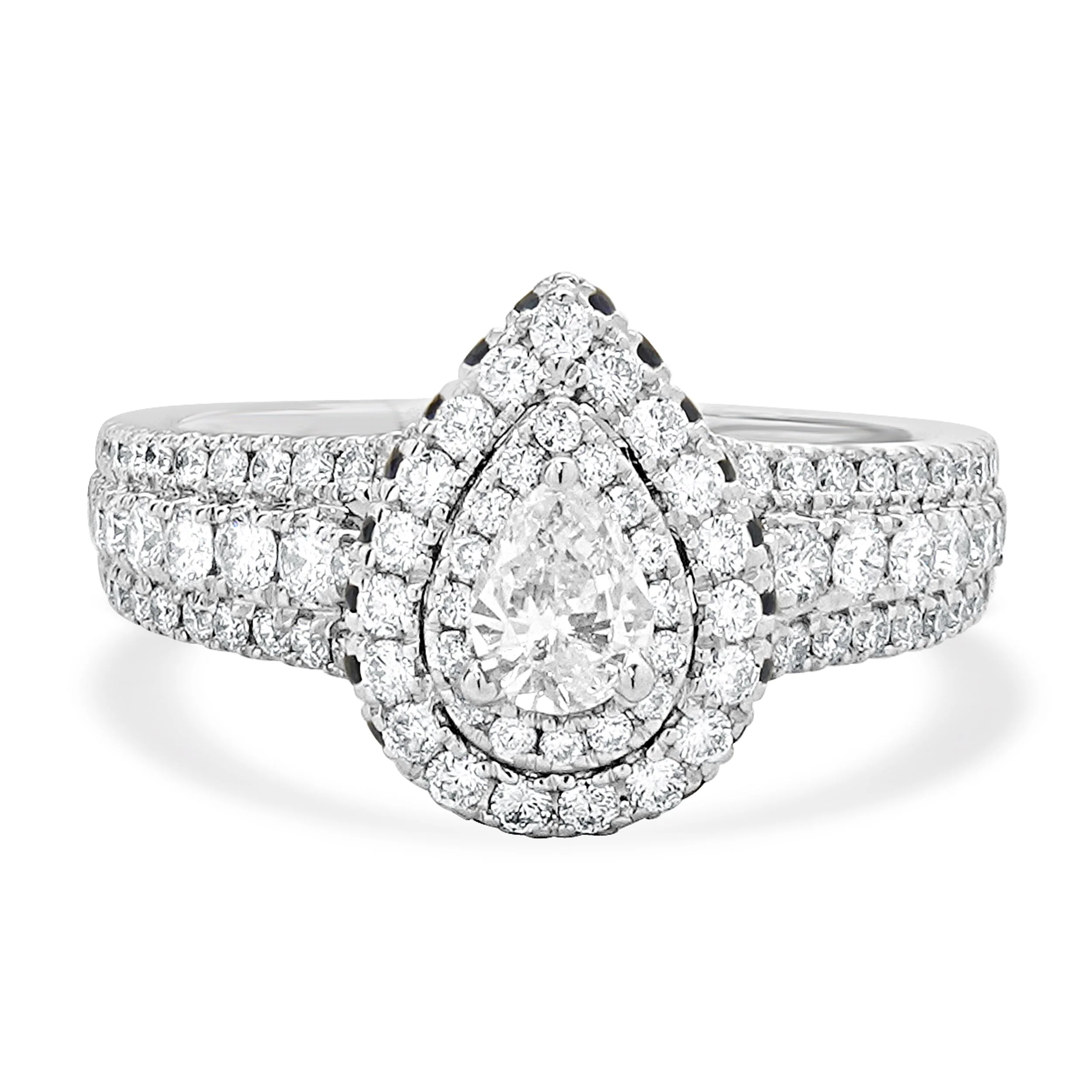 Vera Wang 14 Karat White Gold Pear Cut Diamond Engagement Ring