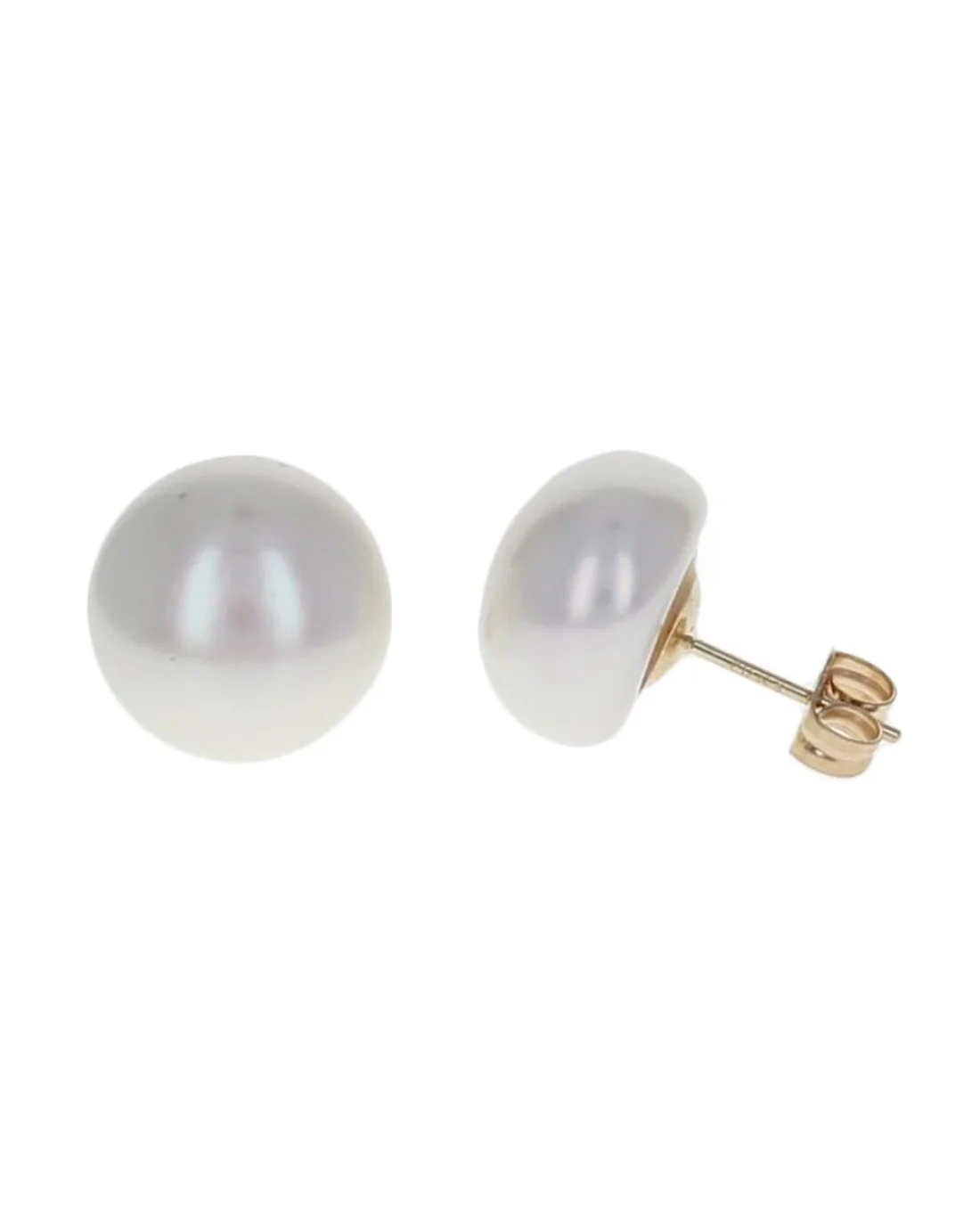 White Button Pearl Stud Earrings - Image 2