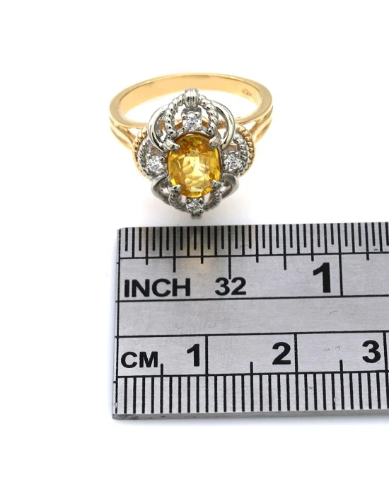 Yellow Sapphire and Diamond Accent Ring - Image 3