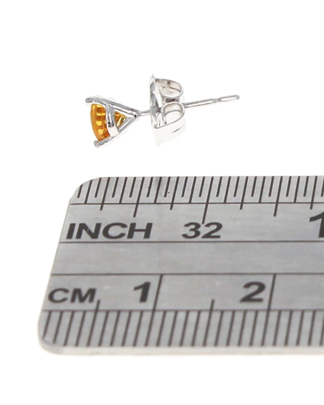 14K White Gold Yellow Sapphire Stud Earrings - Image 3