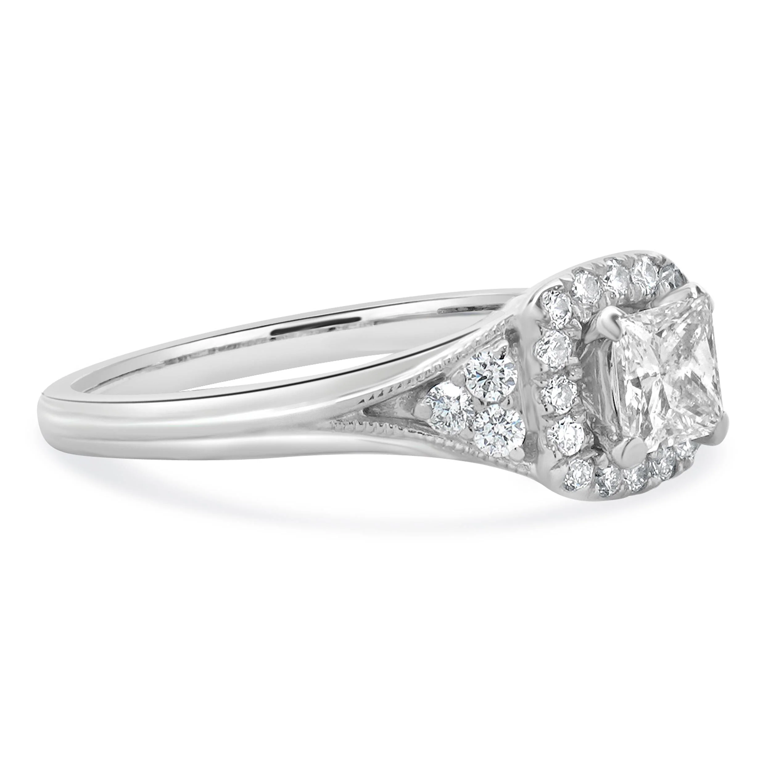 Zac Posen 14 Karat White Gold Princess Cut Diamond Engagement Ring - Image 3