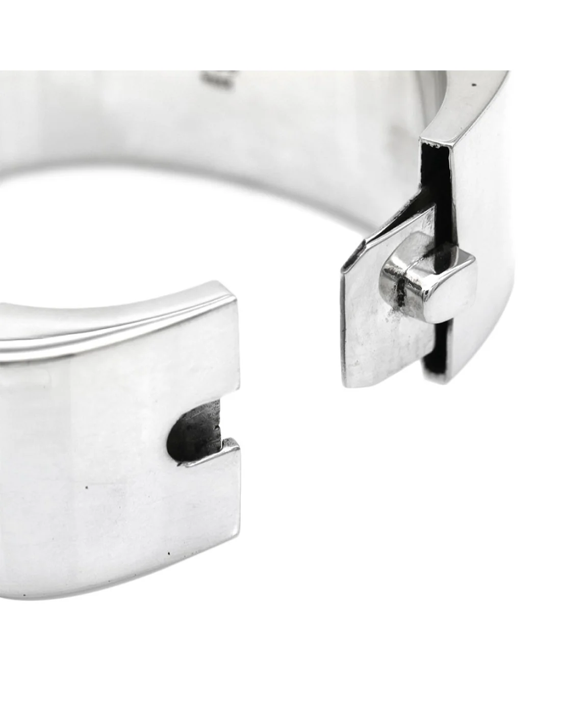 Zina Black & White Checkerboard Wide Bangle in Silver - Image 2